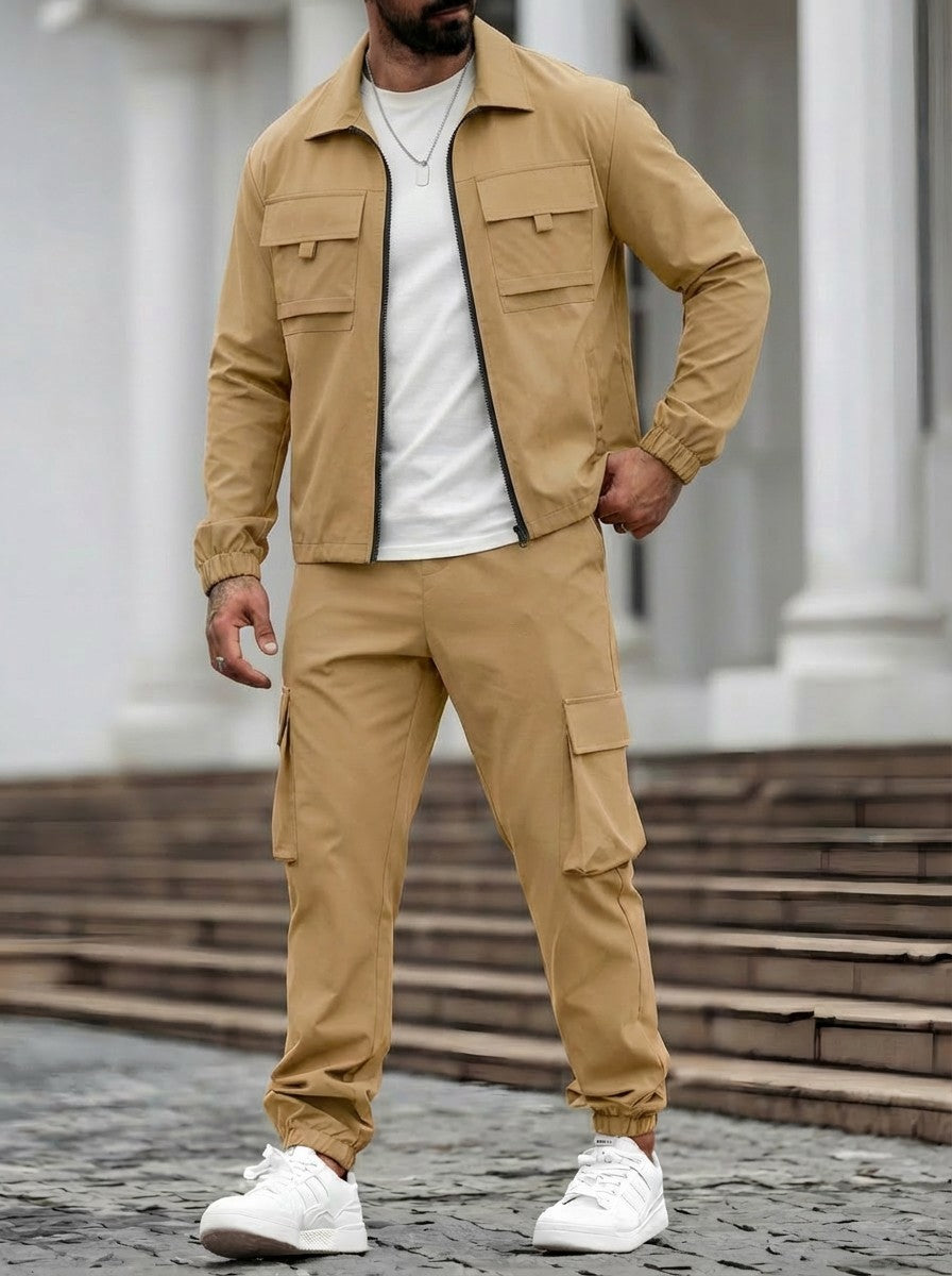 Set giacca tattica e pantaloni cargo da uomo
