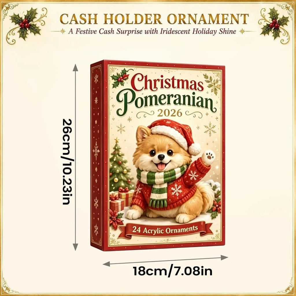 Dog Advent Calendar 2026, 24-day Christmas countdown with 24 pieces of cute 2D acrylic dog tree ornaments