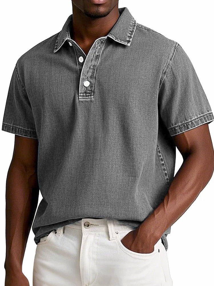 Men's Vintage Short-sleeve Lapel Polo Shirt