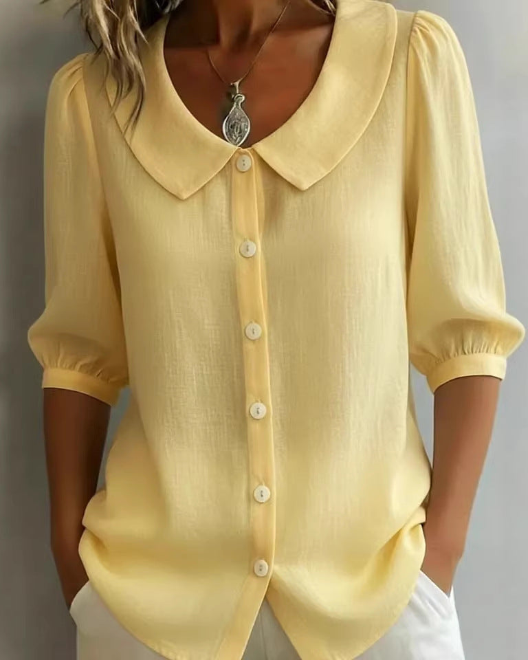Blusa casual da donna, manica corta e ampia