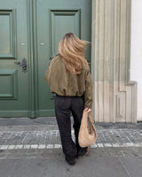 Women’s Suede Bomber Jacket | Relaxed Fit & Lightweight | Spring & Everyday Wear