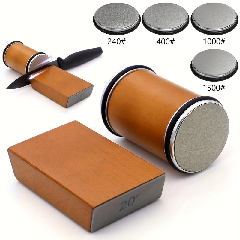DuoCut Sharpening Stone Set | Diamond Stone with Magnetic Holder | 15° & 20° Sharpening Angles | Wood & Metal