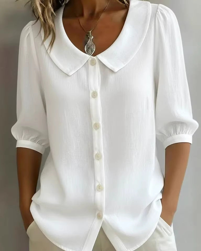 Blusa casual da donna, manica corta e ampia