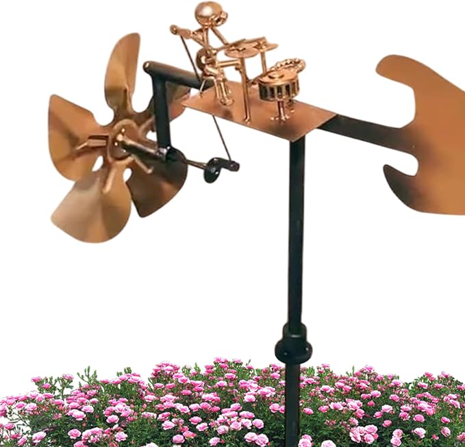 Metal Wind Spinner 'Rock Band' – Kinetic Garden Decor with Character