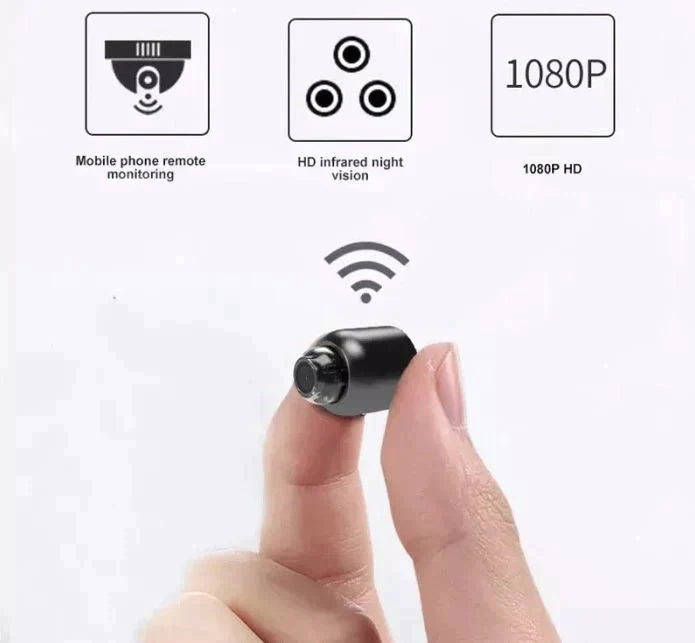 Ultra-Small WiFi IP Camera | 1080p Full HD | 120° Wide-Angle Lens | Infrared Night Vision & Motion Sensor | 2-Way Audio | Worldwide Remote Access