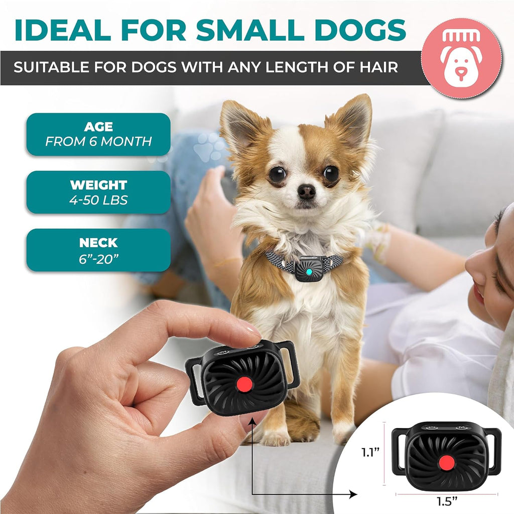 Collare Antiabbaio per Cani di Piccola Taglia | Con Suono e Vibrazione | Impermeabile IP87 | Regolabile e Addestramento Delicato