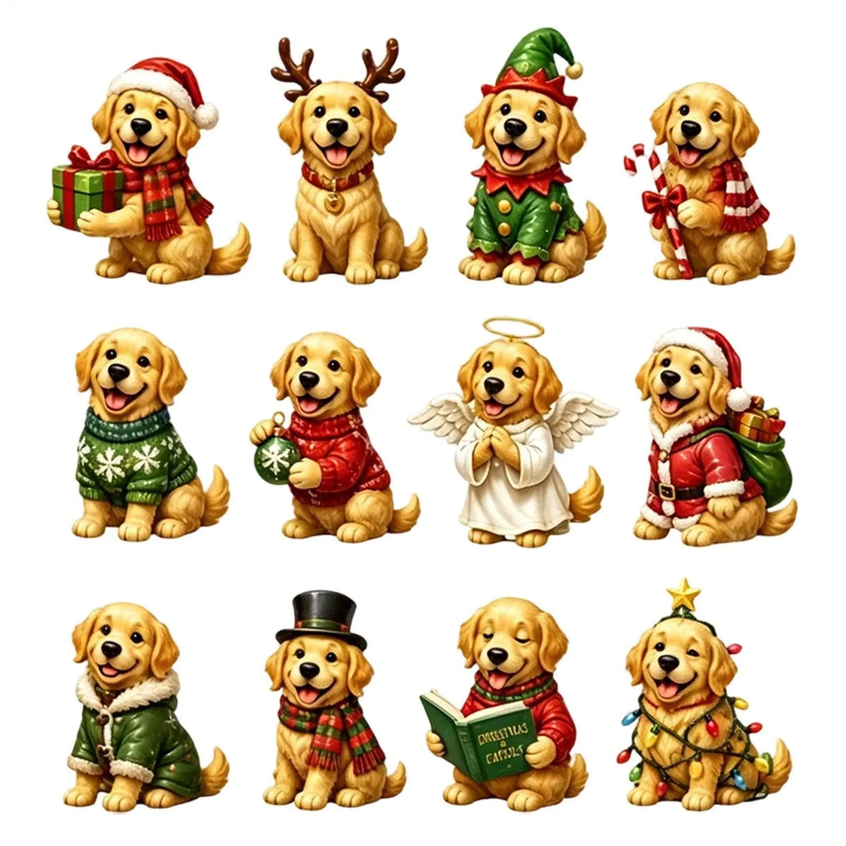 2026 Christmas Advent Calendar Cute American Golden Retriever Pendant 24-day countdown calendar 2D Christmas tree dog pendant
