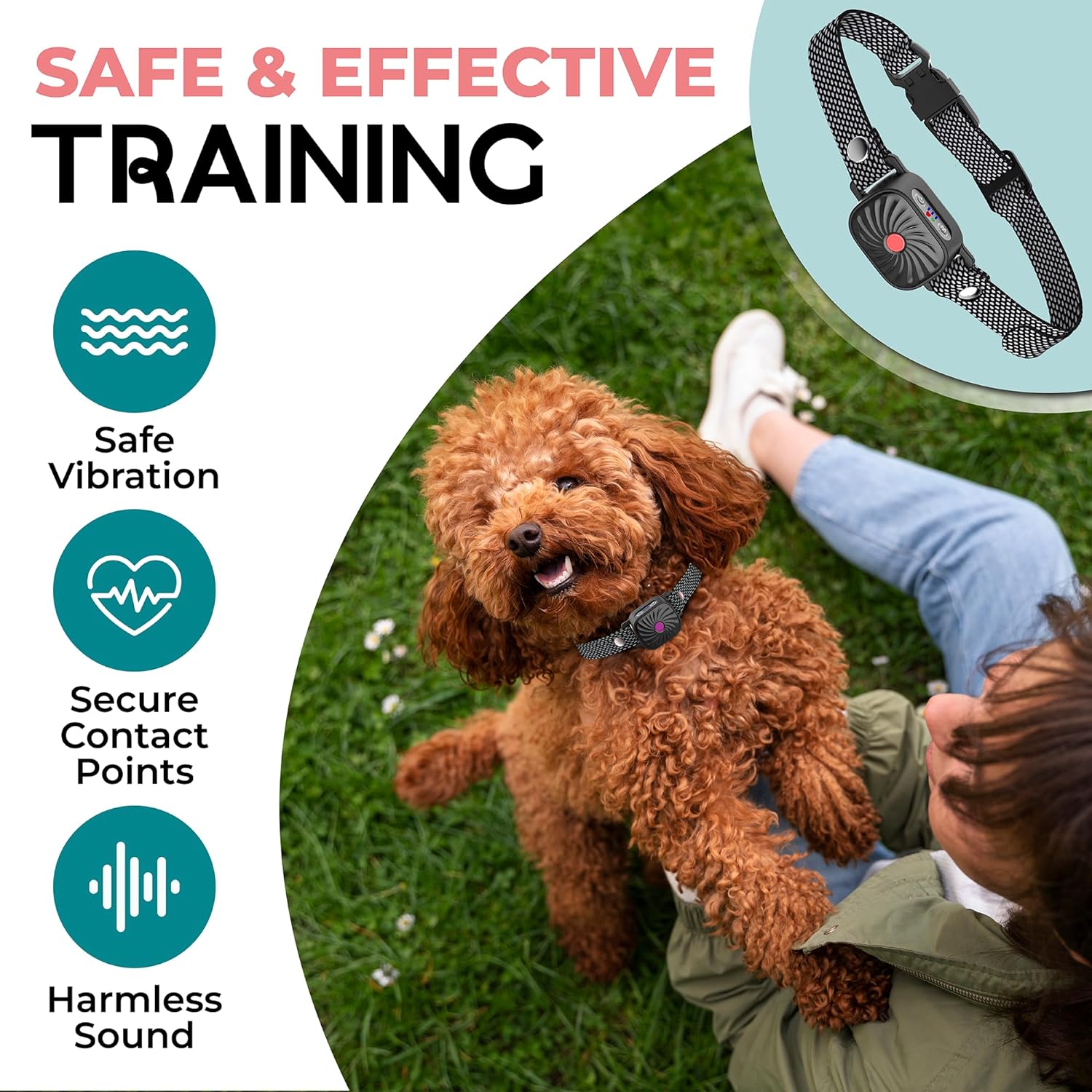 Collare Antiabbaio per Cani di Piccola Taglia | Con Suono e Vibrazione | Impermeabile IP87 | Regolabile e Addestramento Delicato