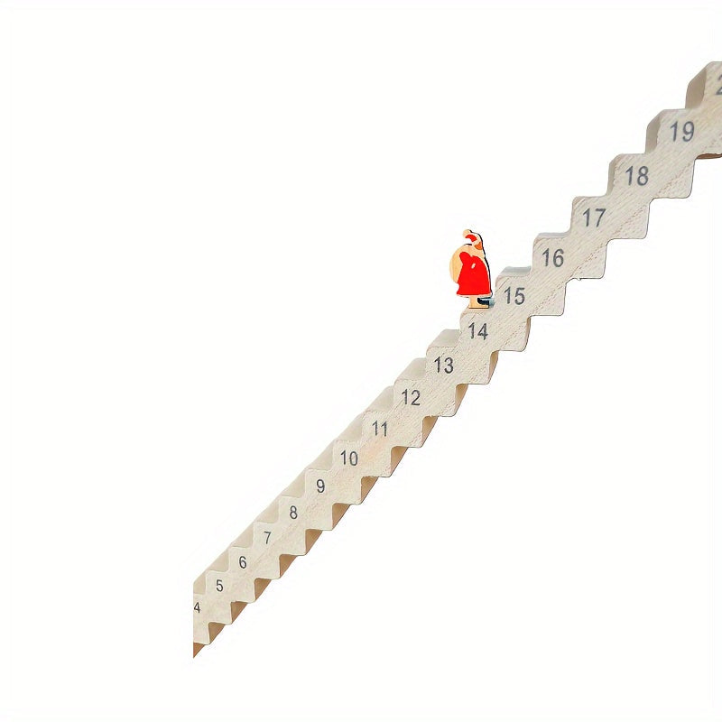 Wooden Santa Claus Advent Calendar - 24 Day Christmas Countdown Tabletop Holiday Decoration with Santa Climbing Ladder