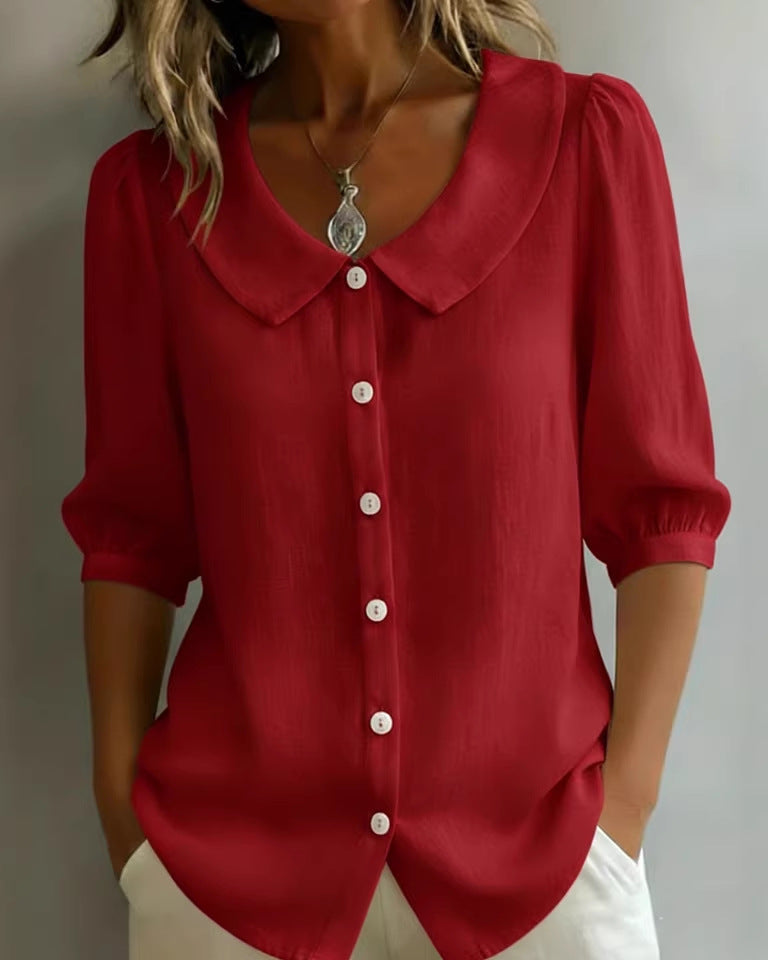Blusa casual da donna, manica corta e ampia