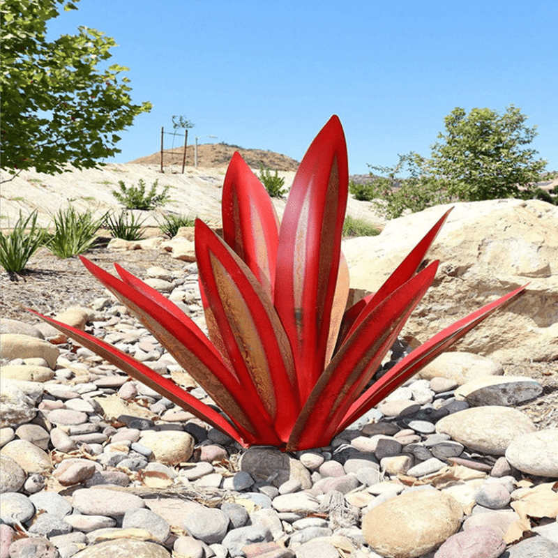 Metal Agave Garden Light  Turquoise Copper Outdoor Sculpture - Product detail 5