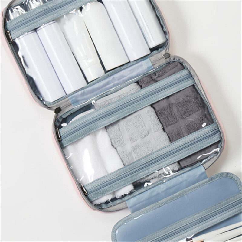 Compact Travel Cosmetic Organizer | Water-Resistant with 4 Compartments & 360° Hook | For Men & Women