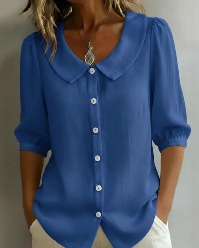 Blusa casual da donna, manica corta e ampia