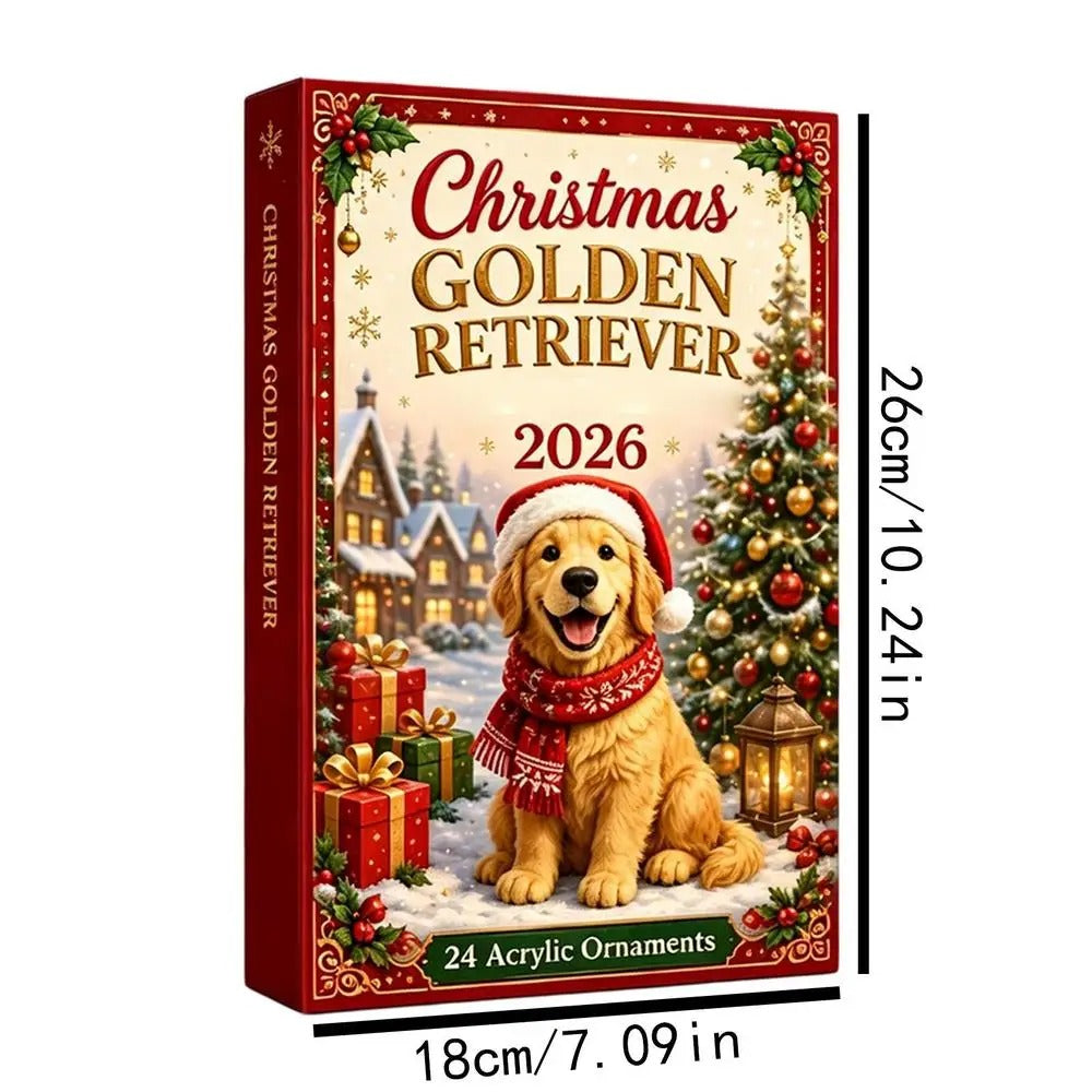 2026 Christmas Advent Calendar Cute American Golden Retriever Pendant 24-day countdown calendar 2D Christmas tree dog pendant