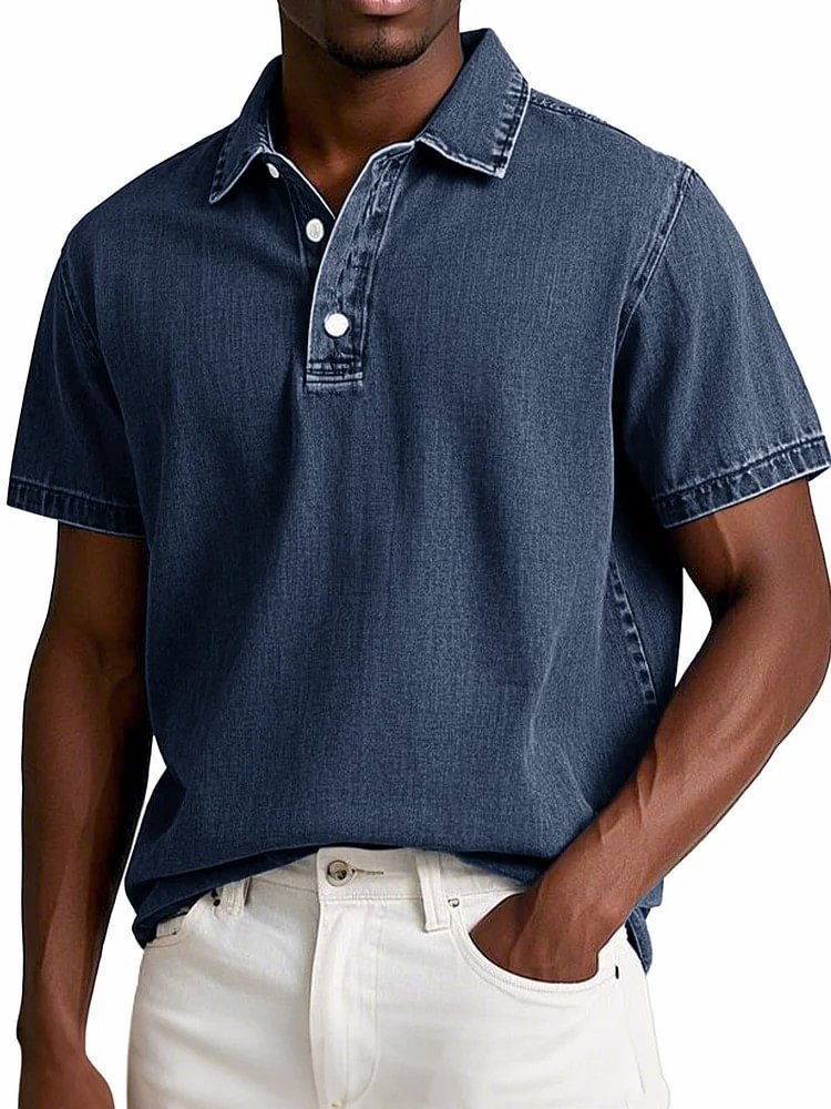 Men's Vintage Short-sleeve Lapel Polo Shirt