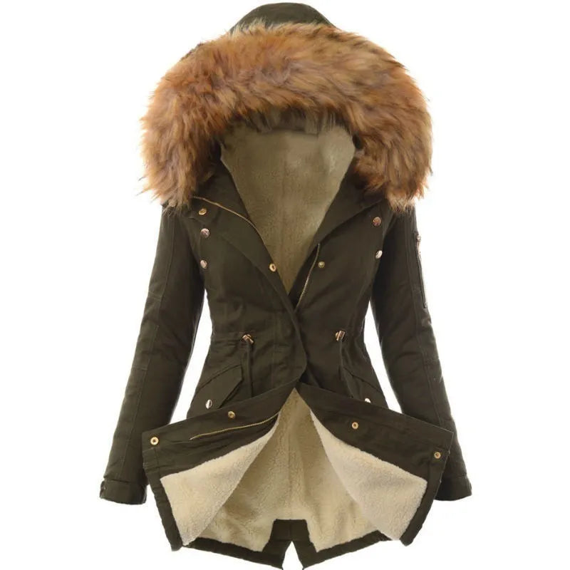 Parka de invierno para mujer con capucha