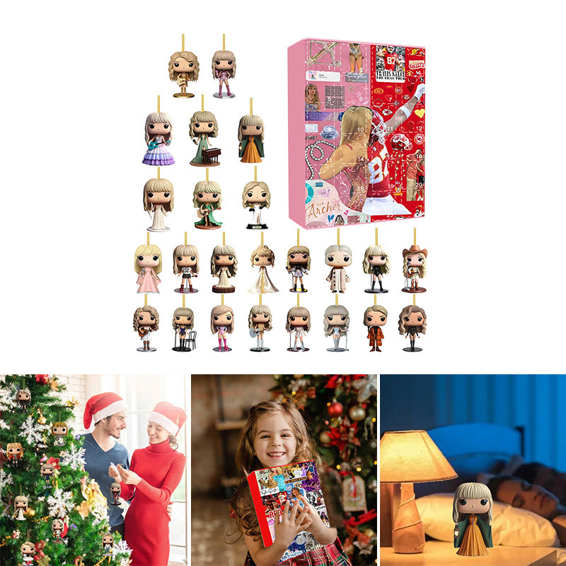 24 Day Advent Calendar with Exclusive Music Artist Inspired 2D Figurines | Christmas Countdown Holiday Ornament Set for Fans