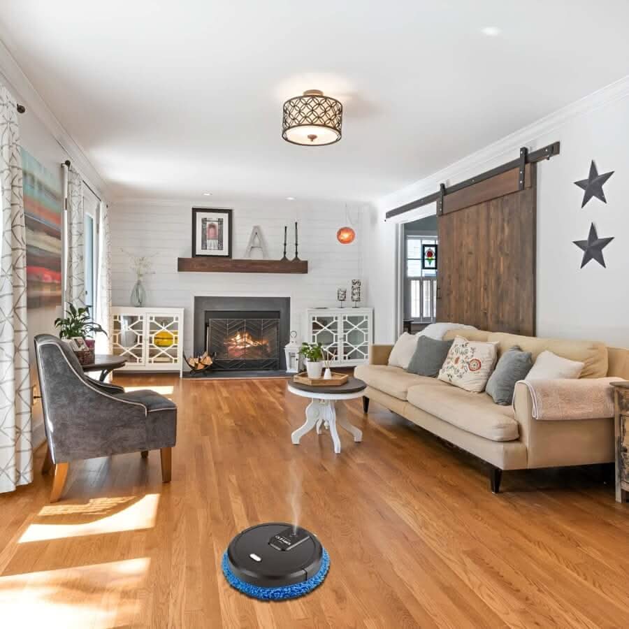 Robot Vacuum and Mop  Intelligent Navigation with Blue Microfiber Pad - Detailed view
