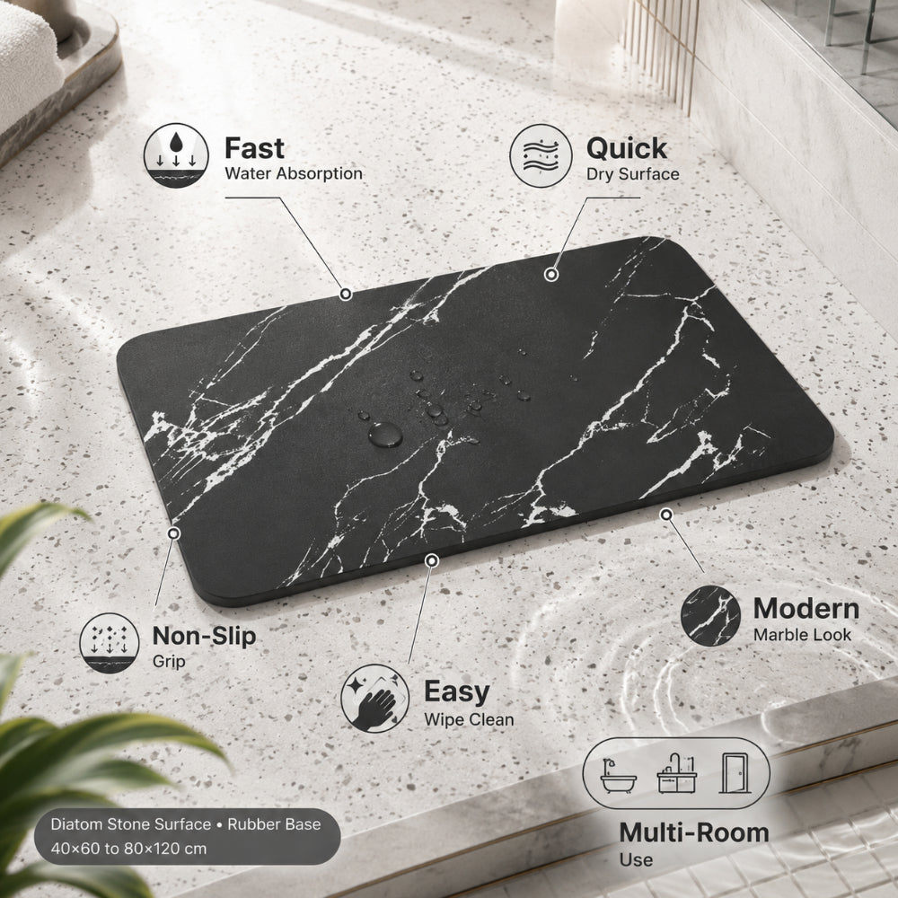 Quick Dry Diatom Stone Non-Slip Marble Bathroom Mat