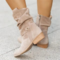 Suede Ankle Boots  Slouchy Western Mid-Calf Design - Product showcase