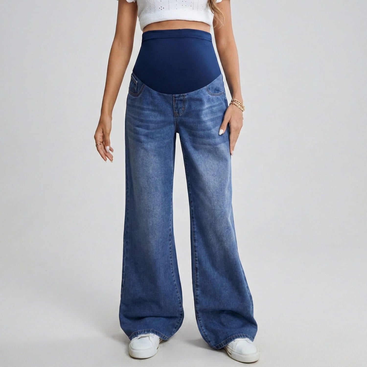 Jeans premaman a gamba larga