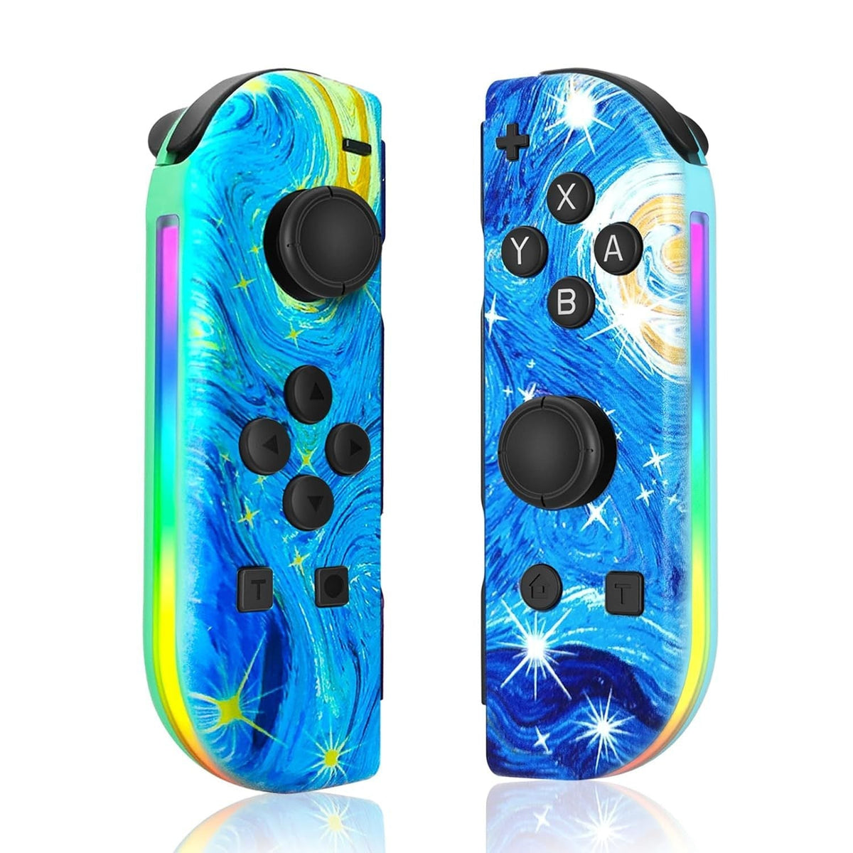MEELANO Bluetooth Joystick Til Nintendo Switch Unikke Farver Trådløst LED-håndtag Van Gogh-udgave