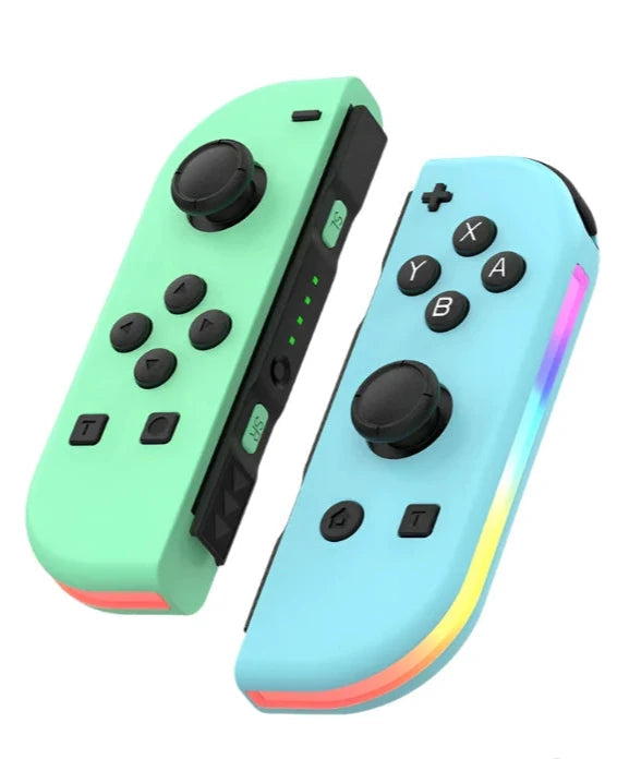 MEELANO Bluetooth Joystick Til Nintendo Switch Unikke Farver Trådløst LED-håndtag Grøn Blå