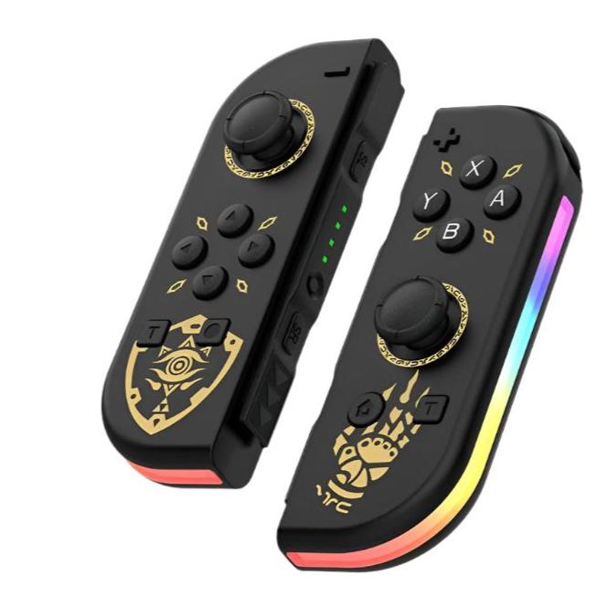 MEELANO Bluetooth Joystick Til Nintendo Switch Unikke Farver Trådløst LED-håndtag Sort