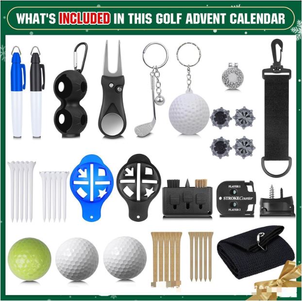 Golf Advent Calendar Gift Set | Indoor Golf Accessories and Holiday Countdown Box for Golfers and Collectors