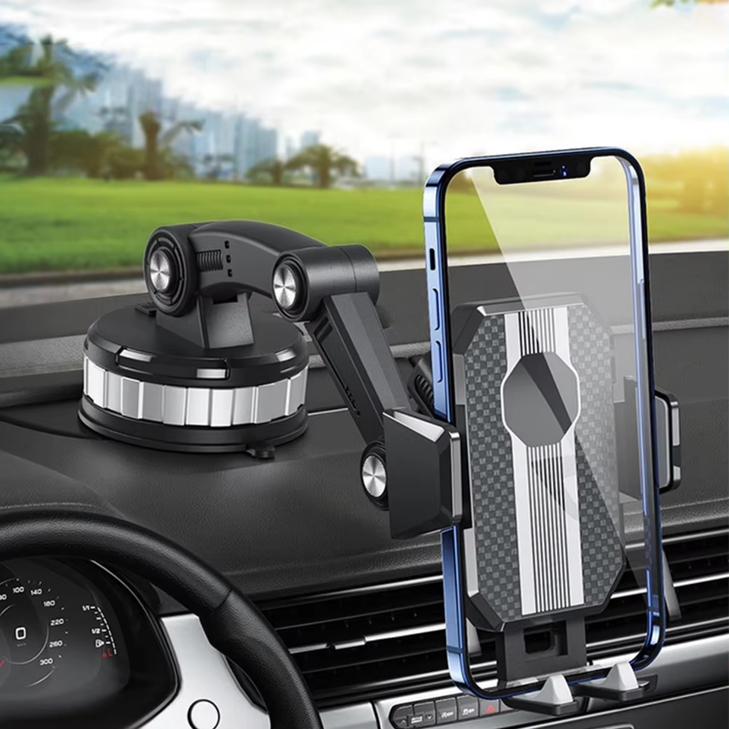 Universal Car Phone Mount  Strong Suction Dashboard Holder with 360 Rotation - Detailed view