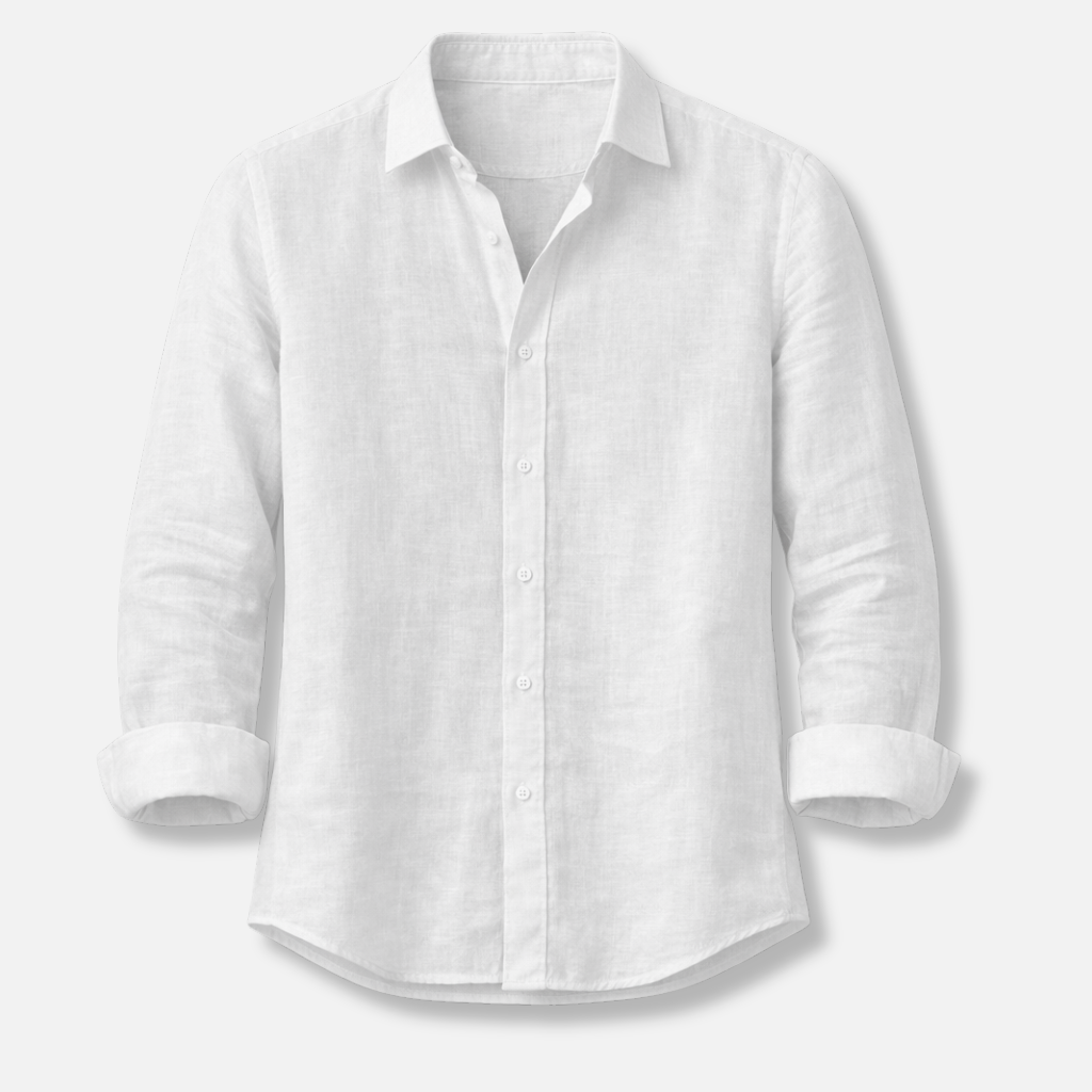 Linen Summer Shirt – Button-Down Roll-Up Sleeve
