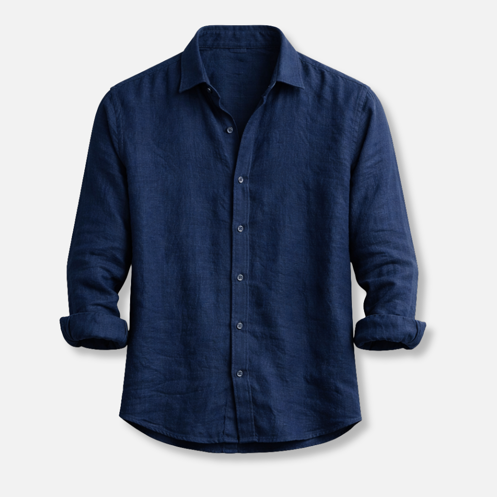Linen Summer Shirt – Button-Down Roll-Up Sleeve