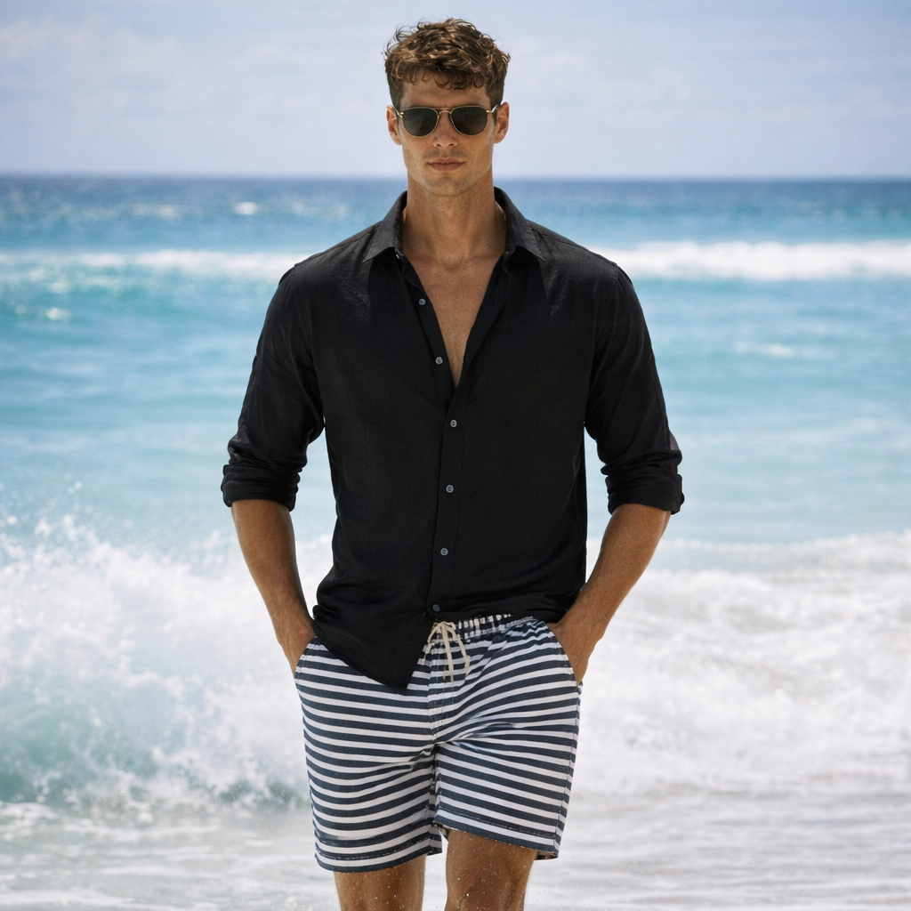 Camicia Estiva di Lino – Maniche con Bottoni e Risvolto