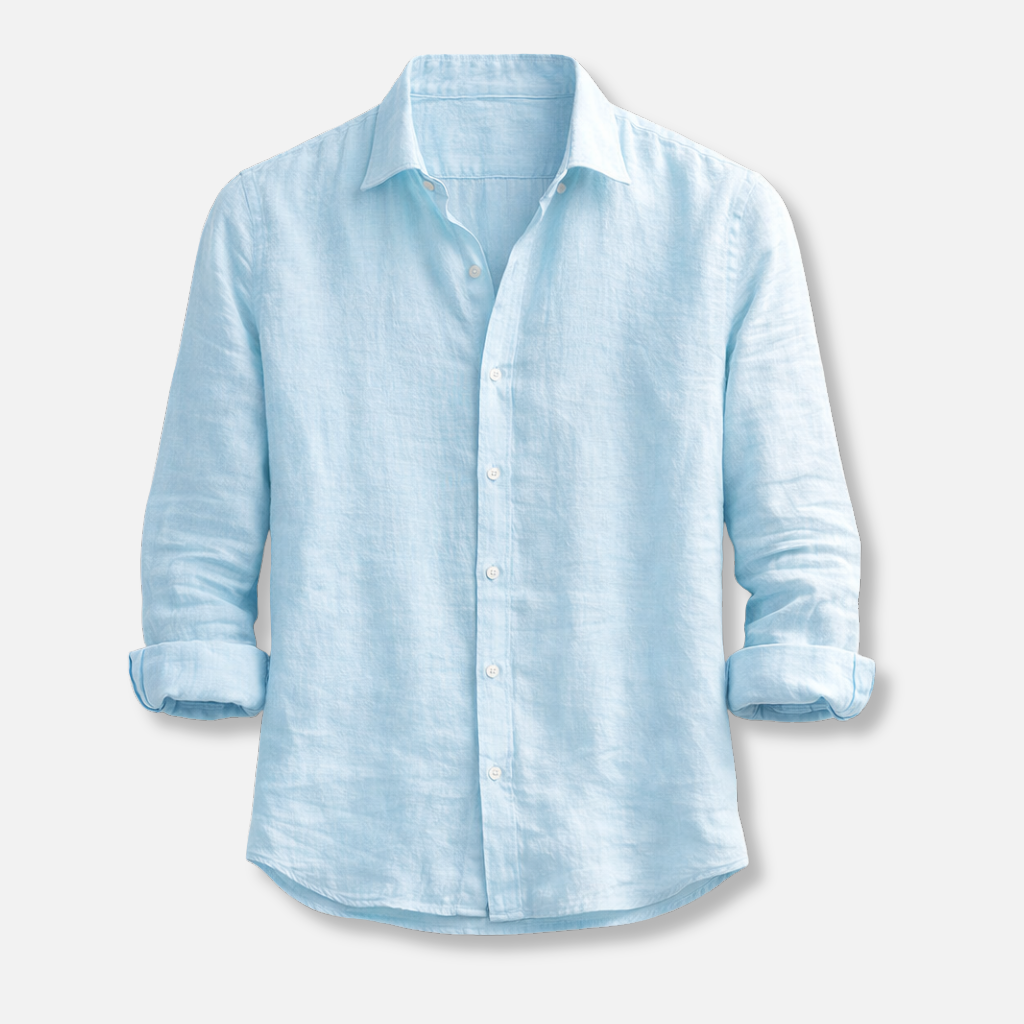 Linen Summer Shirt – Button-Down Roll-Up Sleeve