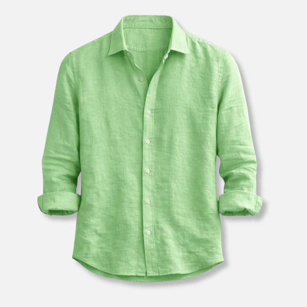 Linen Summer Shirt – Button-Down Roll-Up Sleeve