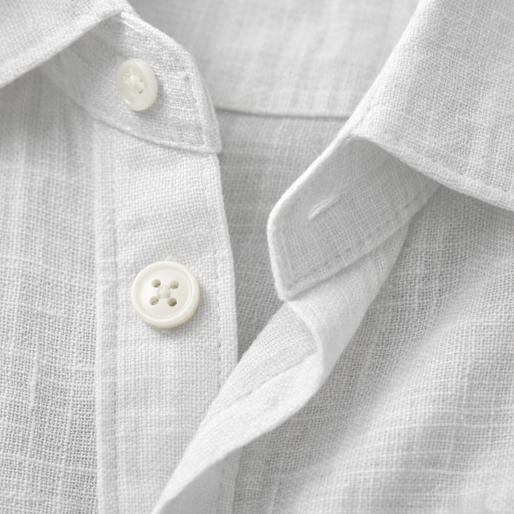 Camicia Estiva di Lino – Maniche con Bottoni e Risvolto