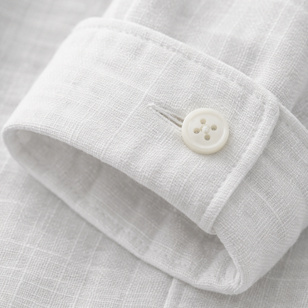 Camicia Estiva di Lino – Maniche con Bottoni e Risvolto