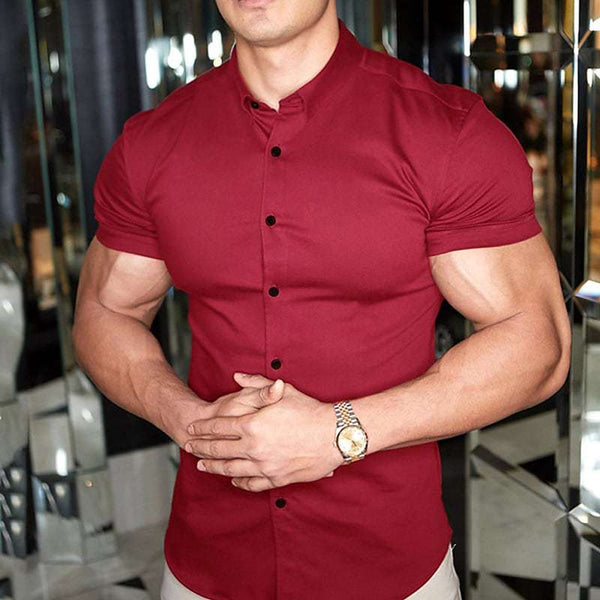 Men's classic slim fit short-sleeved shirt