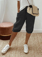 Dames Capri Broek van Polyester Zwart