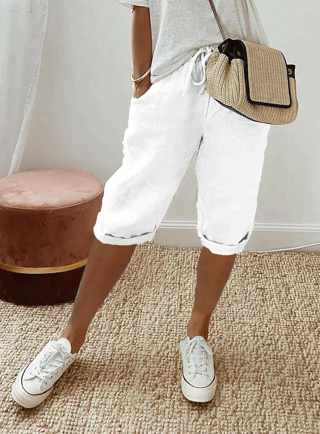 Dames Capri Broek van Polyester Wit