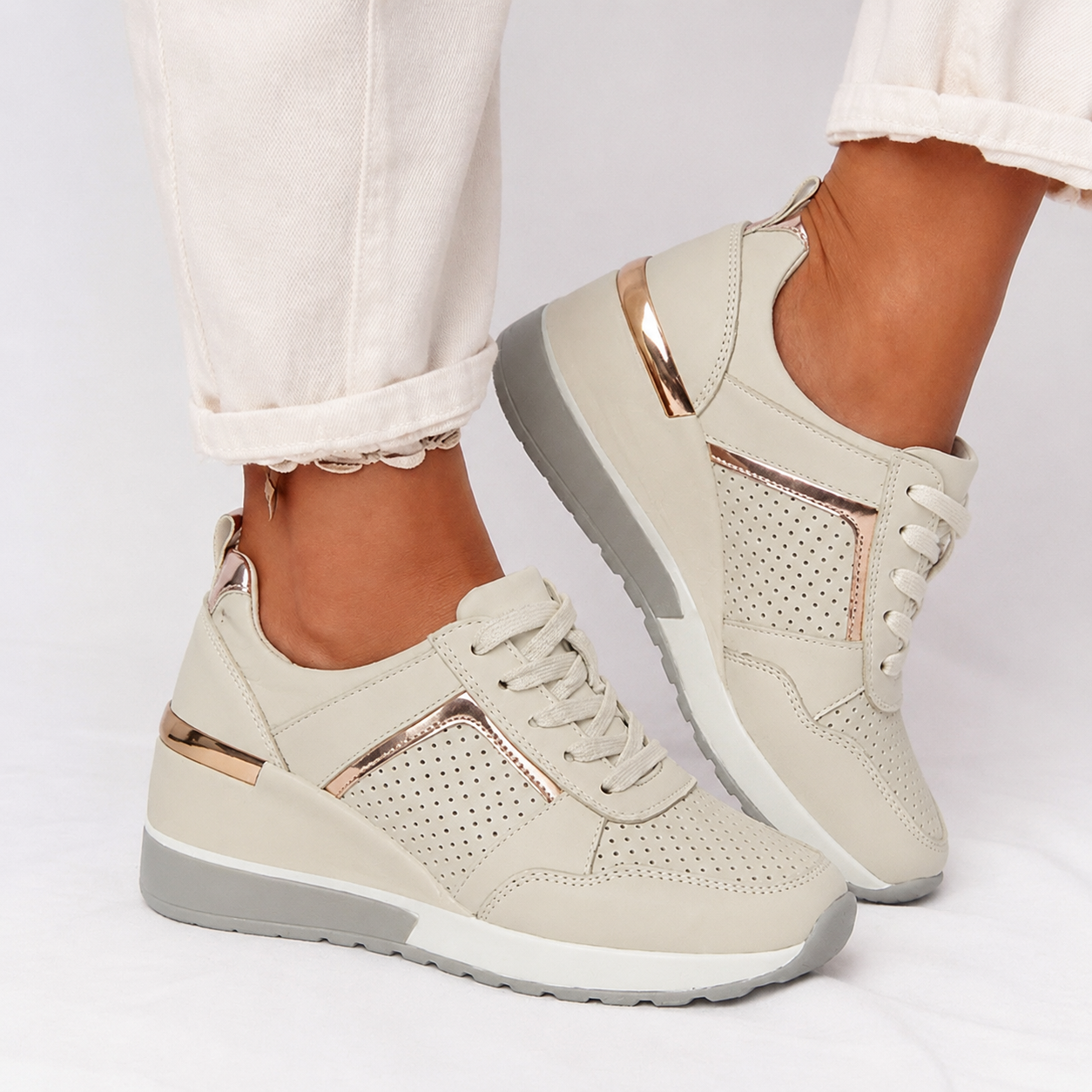 Dames Sneakers met Versterkte Zool Wit