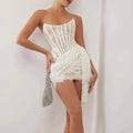 Corset Lace Mini Dress  Bustier Design With Draped Detail - Product showcase