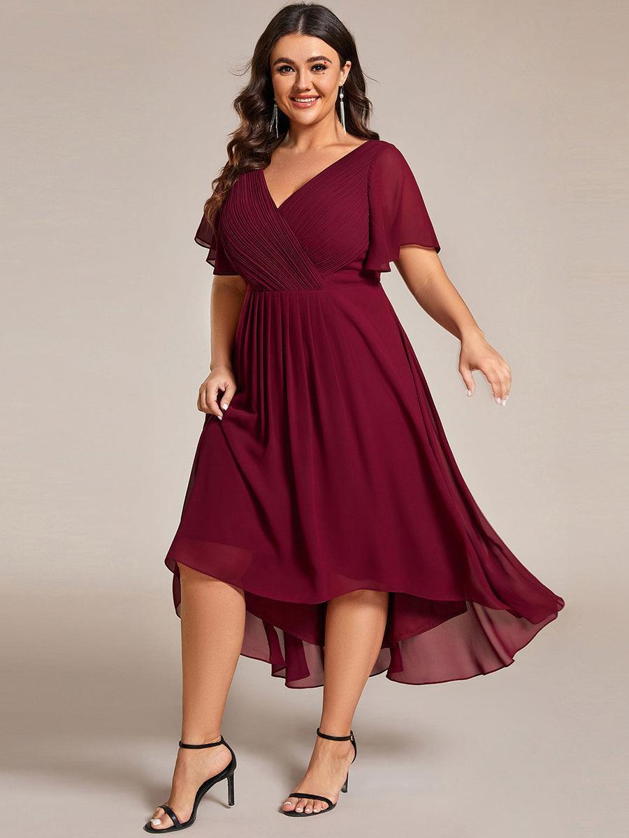 Elegant V-Neck Flowy Wedding Guest Dress