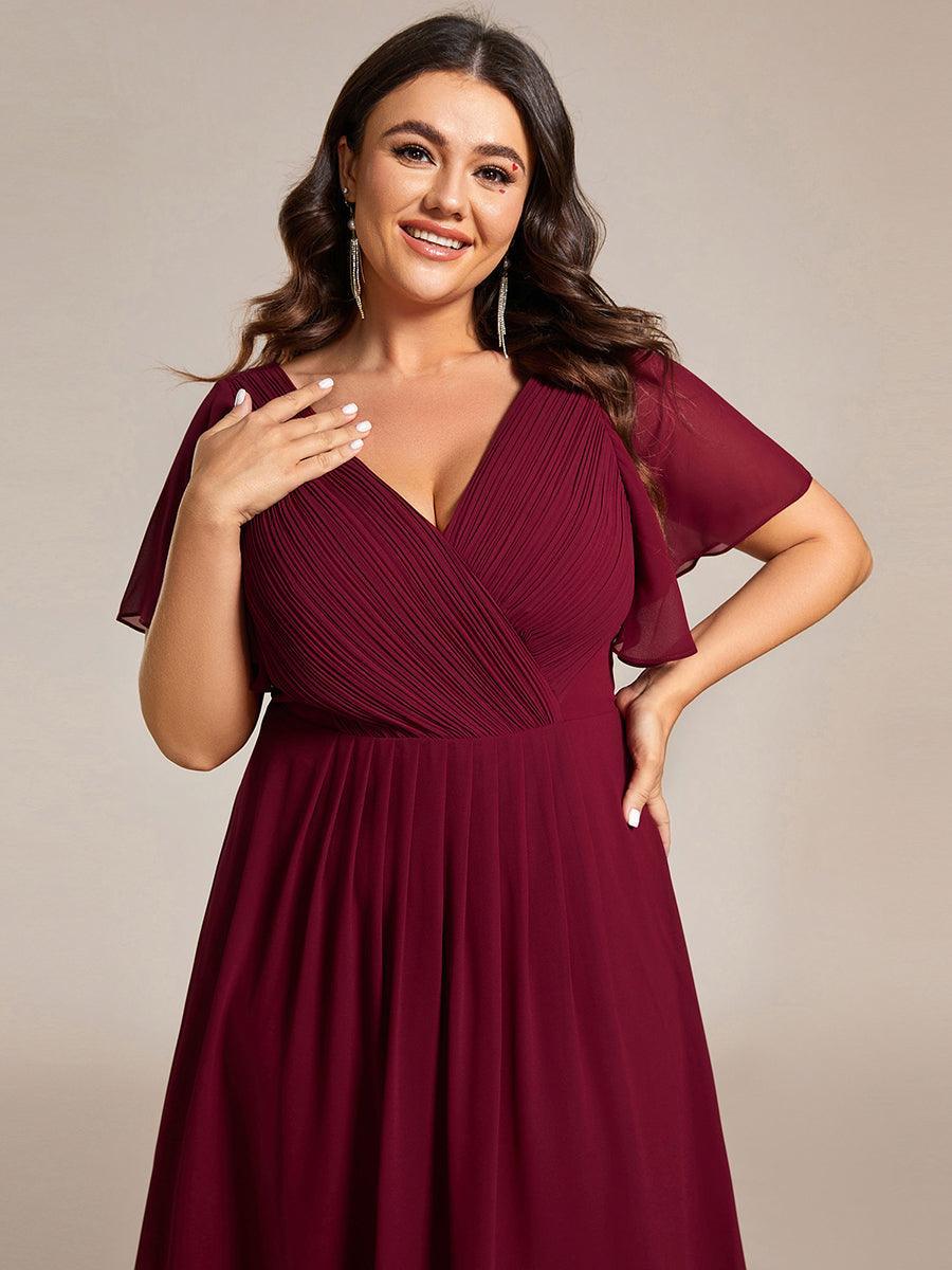 Elegant V-Neck Flowy Wedding Guest Dress