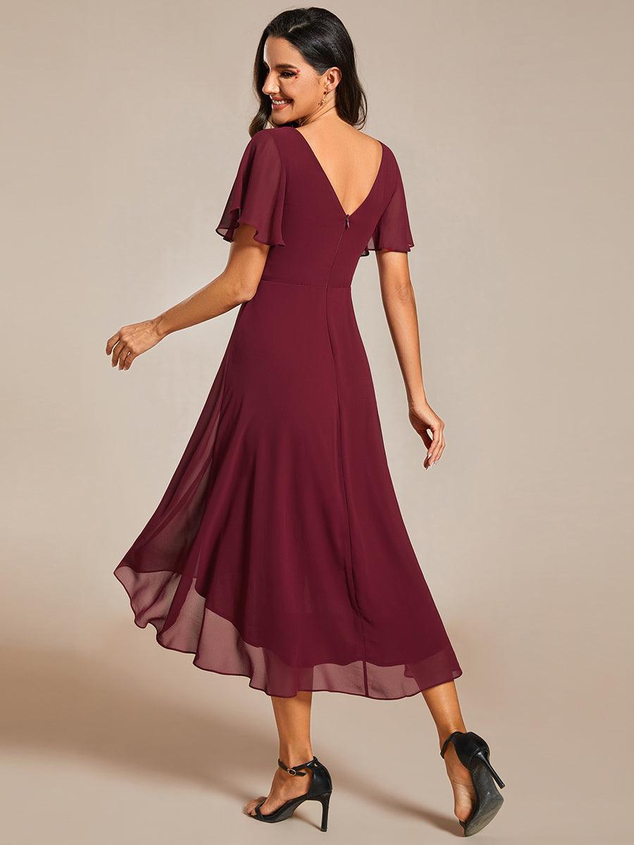 Elegant V-Neck Flowy Wedding Guest Dress