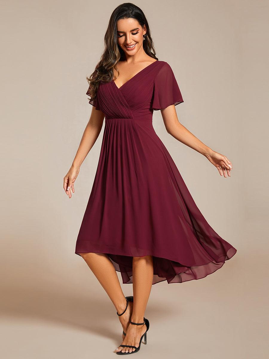 Elegant V-Neck Flowy Wedding Guest Dress
