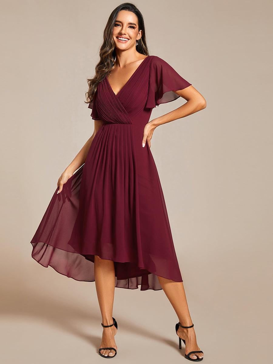 Elegant V-Neck Flowy Wedding Guest Dress