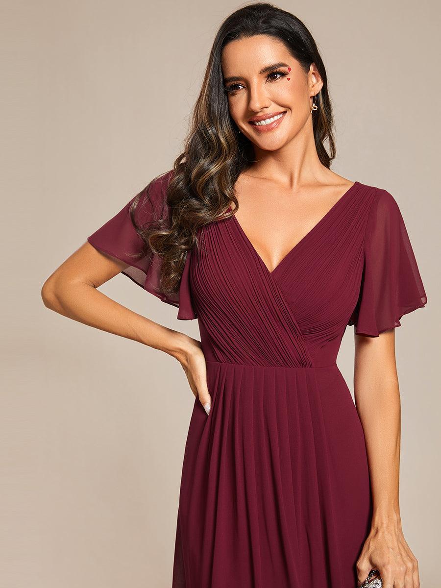 Elegant V-Neck Flowy Wedding Guest Dress