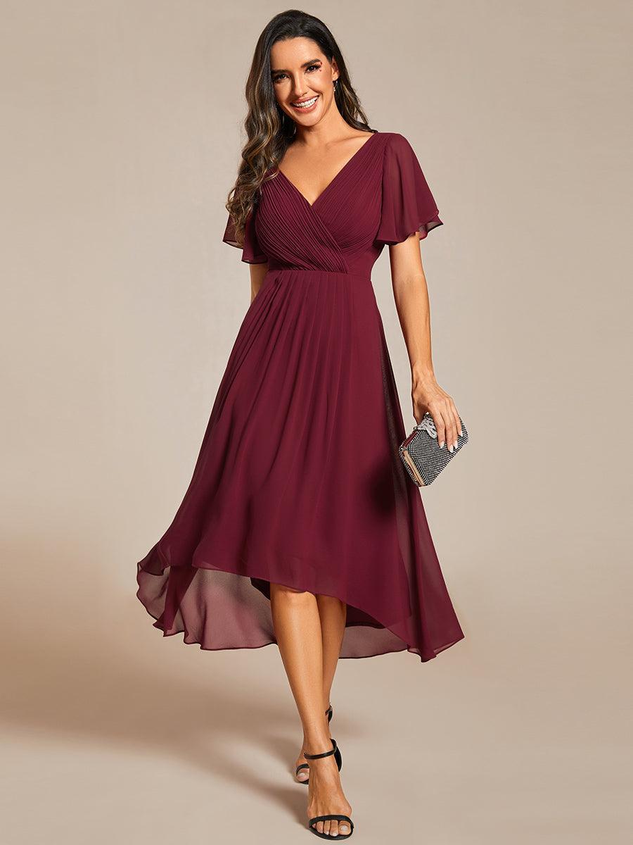 Elegant V-Neck Flowy Wedding Guest Dress
