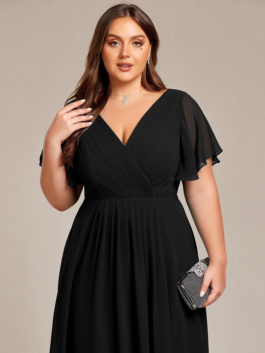 Elegant V-Neck Flowy Wedding Guest Dress